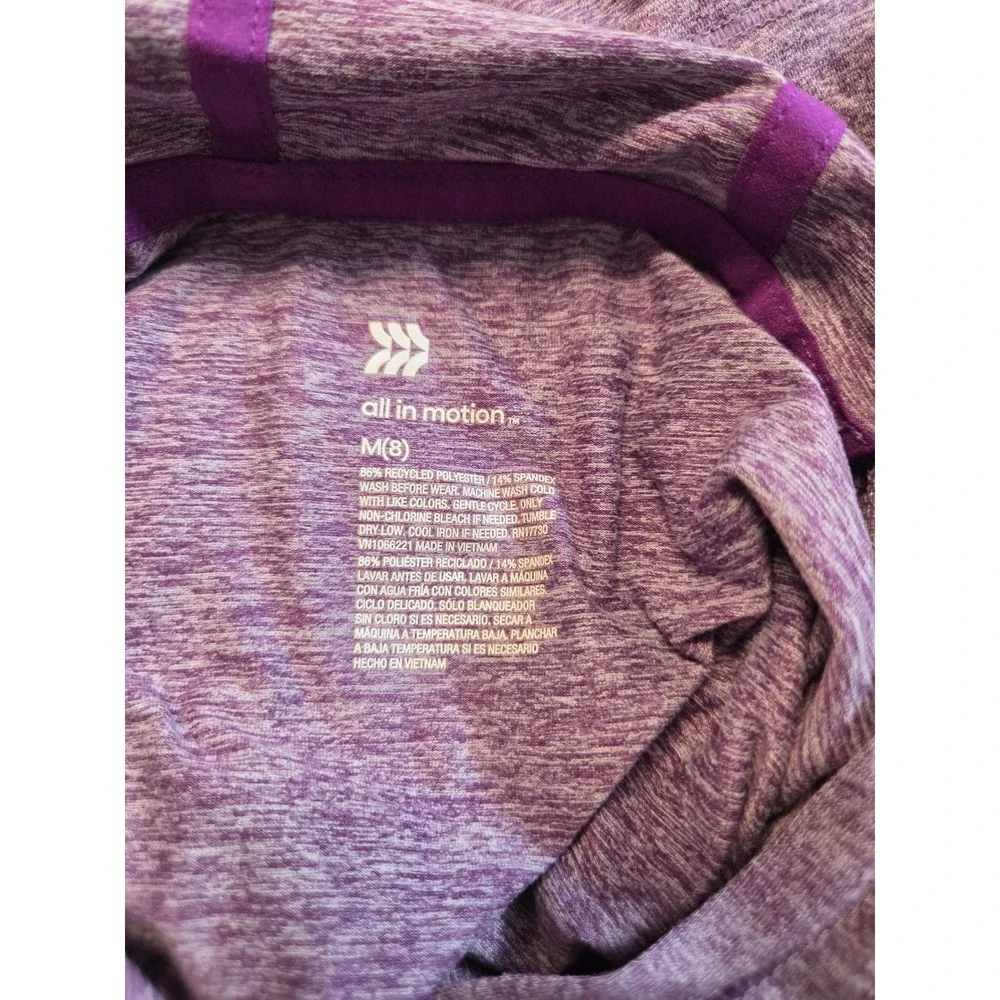 All in Motion Girls Heathered Purple Cropped Hoodie Thumbholes Size M 8
